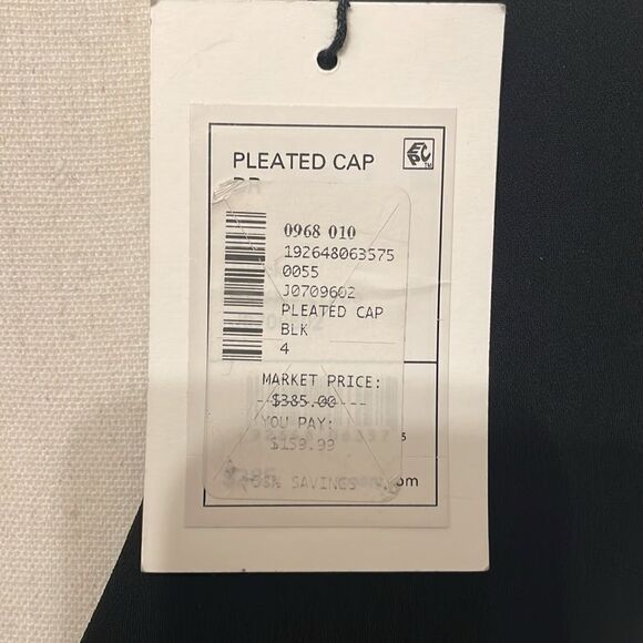 Theory Black Cap Sleeve Deep V Neck Dress, NWT - Picture 10 of 13